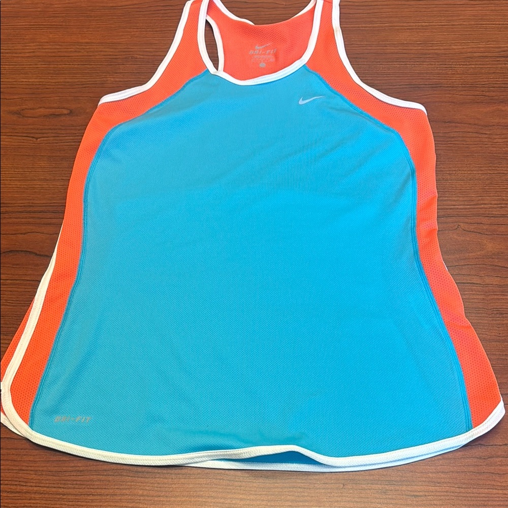 Nike Women's Aqua and Orange dri-fit racer back tank